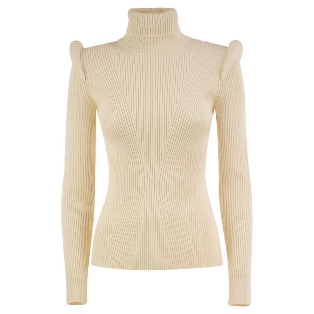 Elisabetta Franchi Women Ribbed High-Neck Jumper With Structured Shoulders